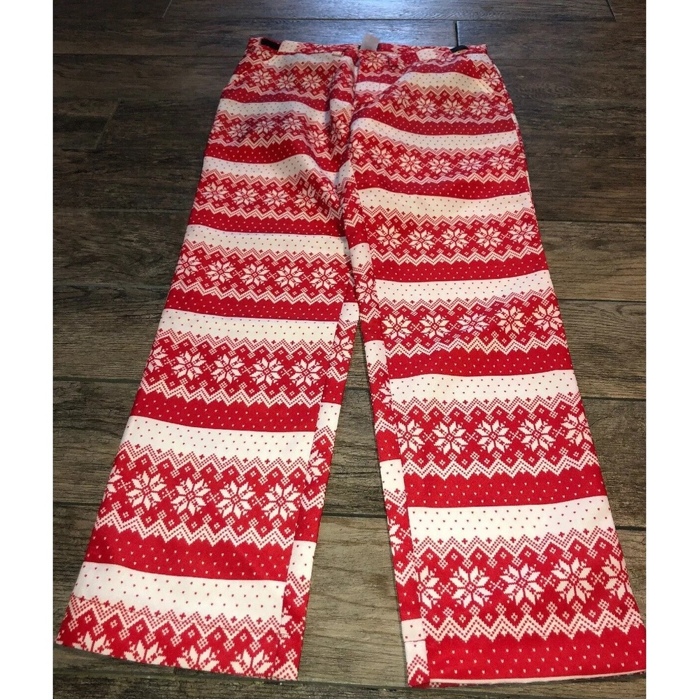 Life of Party men's holiday Ugly pants‎ Sz Large Red White Snowflakes Stretch
